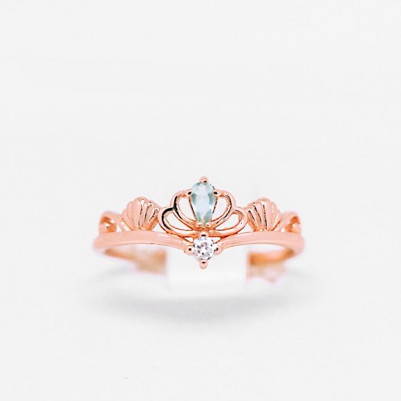 princess Jewelry - SOLD Rose Gold Vermeil Light Green Tiara Crown Ring